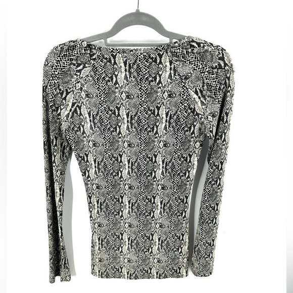 Norma Kamali Size XS Snake Reptile Print Shirt Long Sleeve Stretch Top - Picture 3 of 8